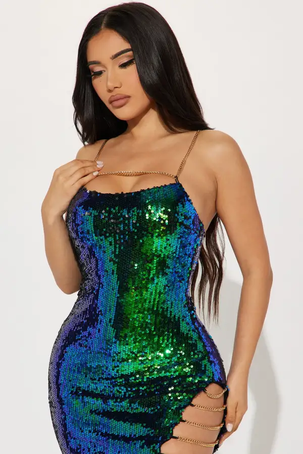 Daphne Sequin Maxi Dress - Green