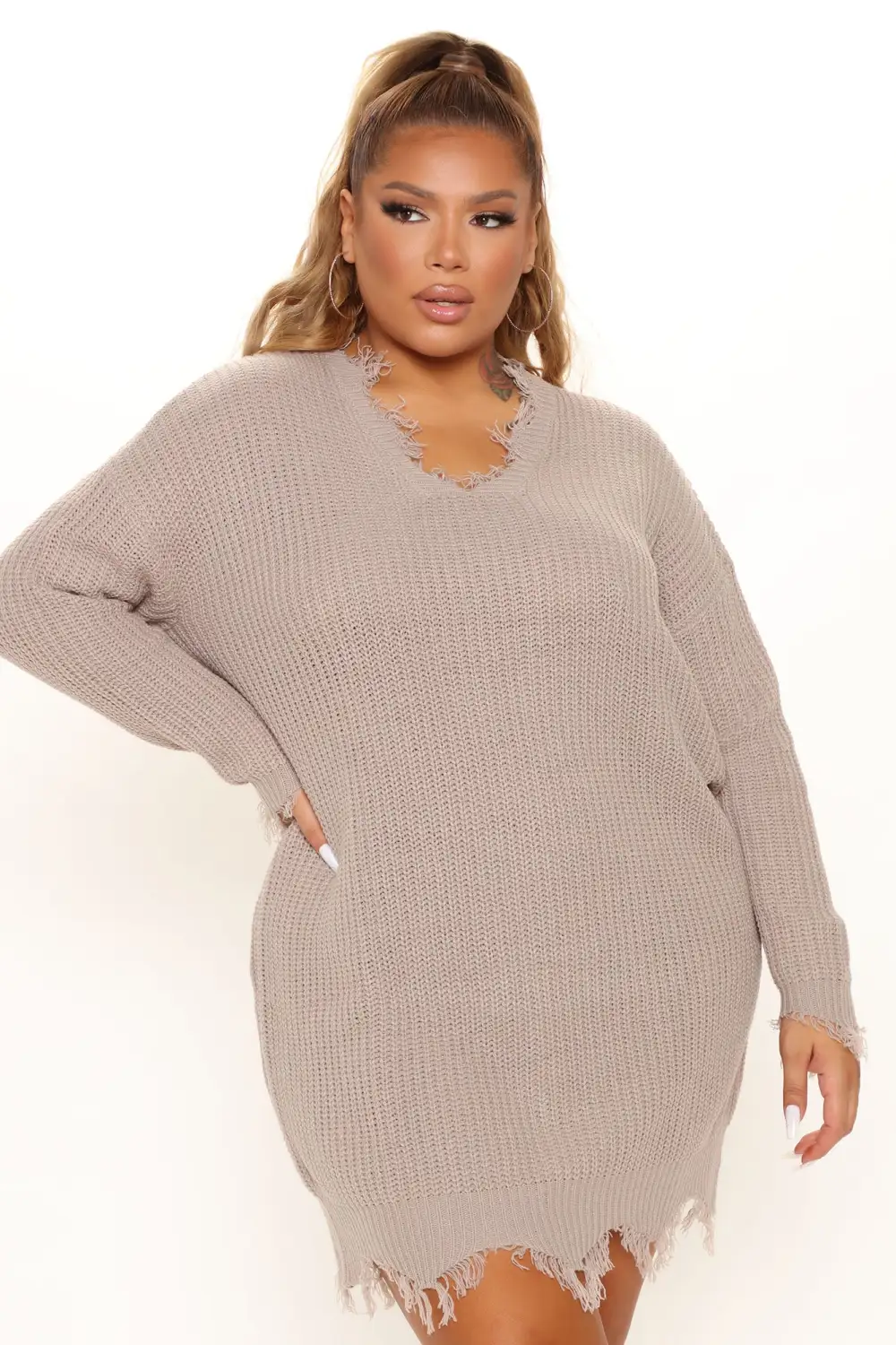 Sarabeth Sweater Mini Dress - Nude