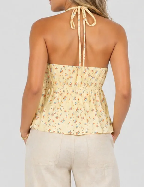Eyelet Halter Sleeveless Top