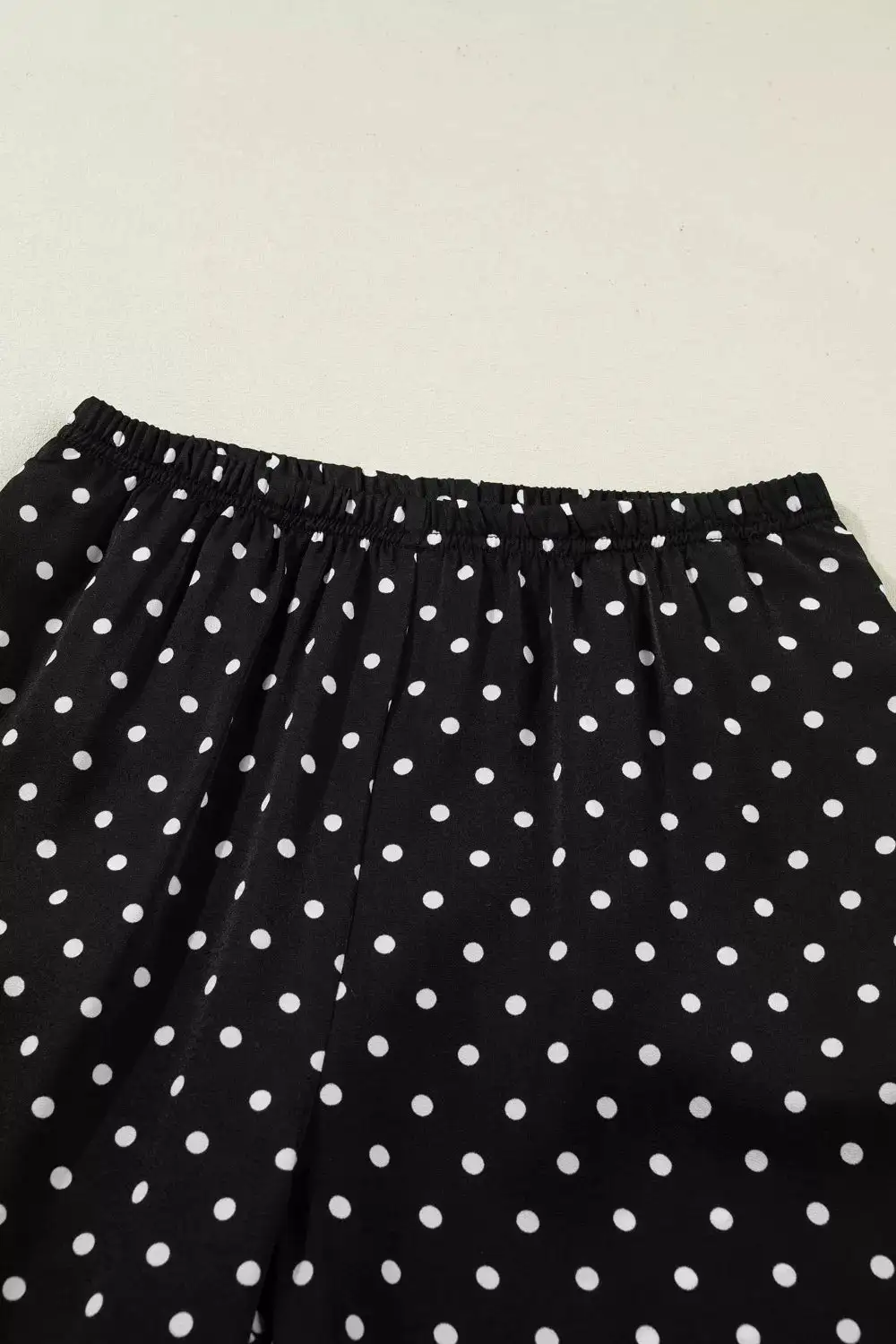 Polka Dot Print Elastic Waist Lace Hem Loose Pants