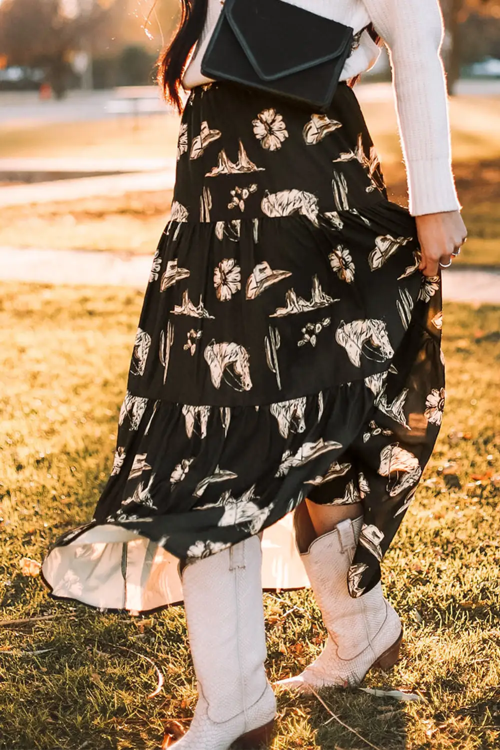 Everyday Maxi Print Ruffle Skirt