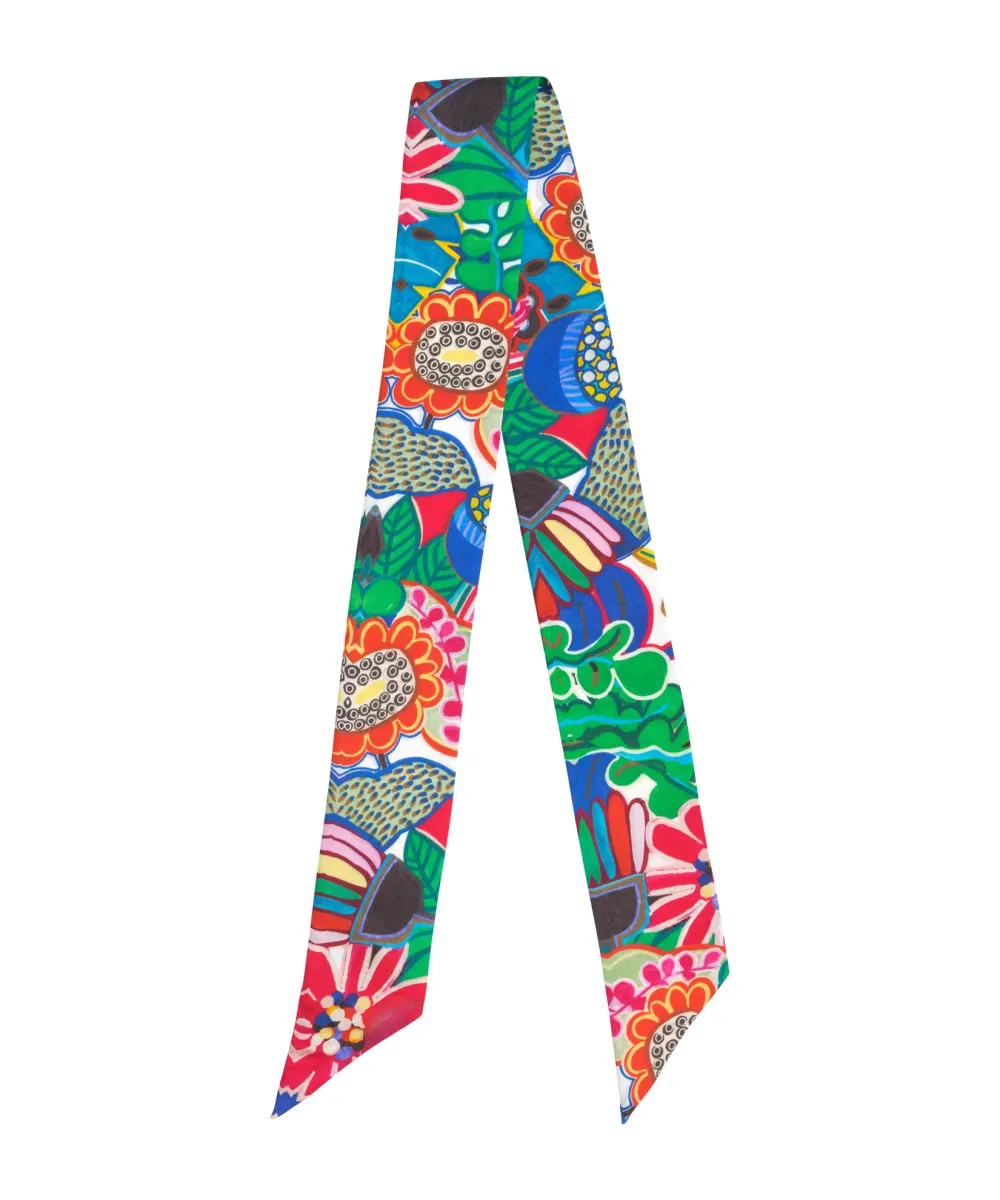 Multi Art Graphic Casual Style Floral Silk Scarf