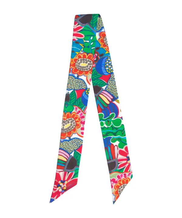 Multi Art Graphic Casual Style Floral Silk Scarf