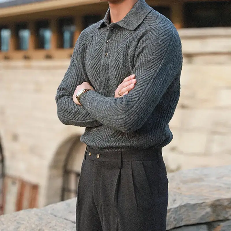 Collared Texture Knit Sweater