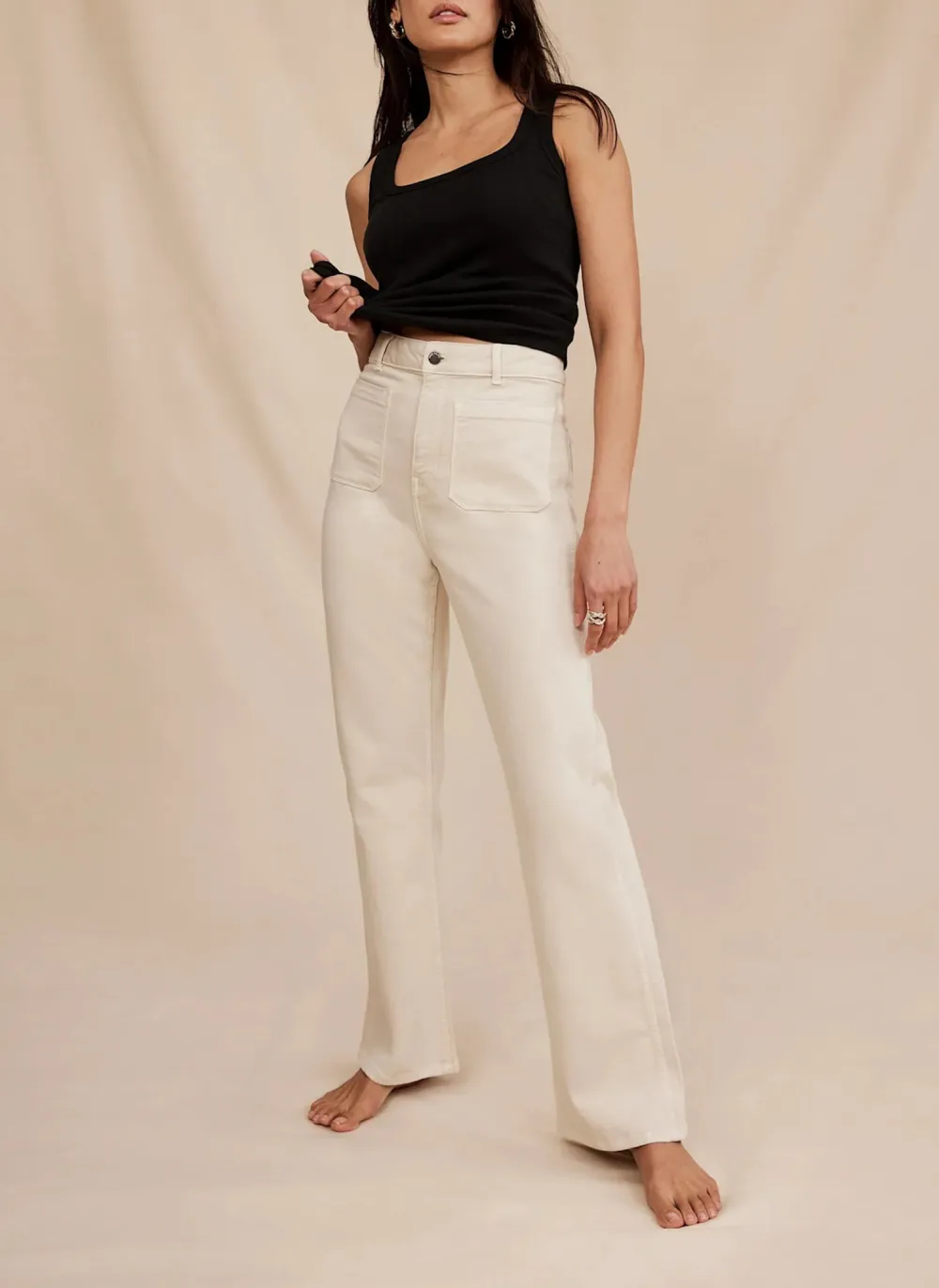 Casual Style Relaxed Straight Patch Pocket Jeans