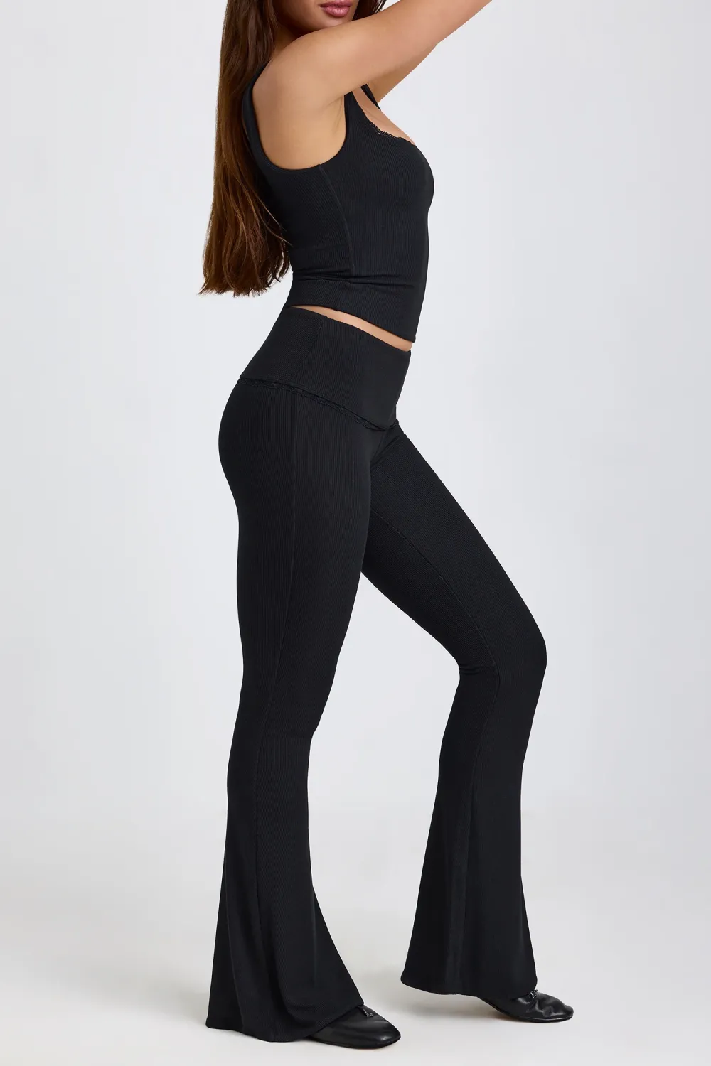 Creative Lace Trim Mid-Waist Women's Slim Trousers