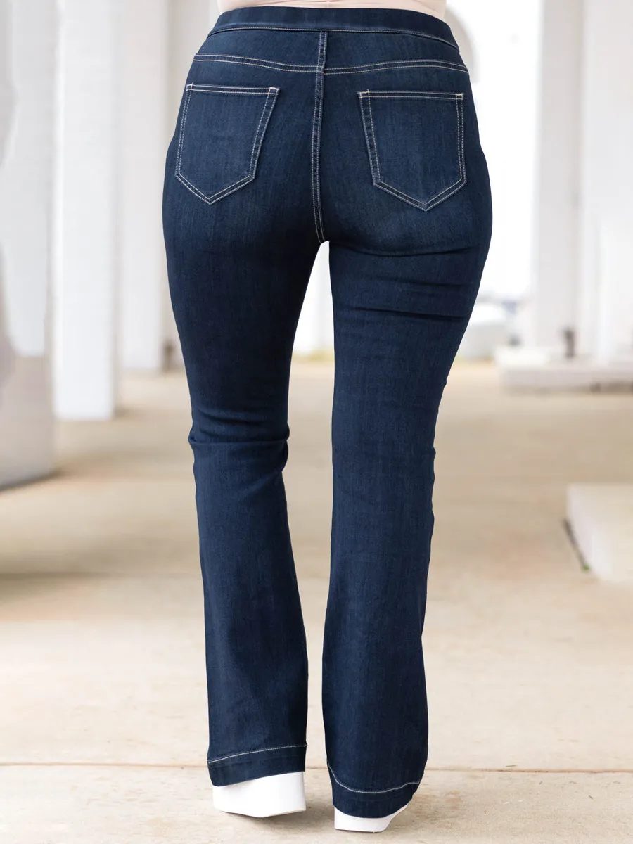 Dark Blue Micro Flared Jeans