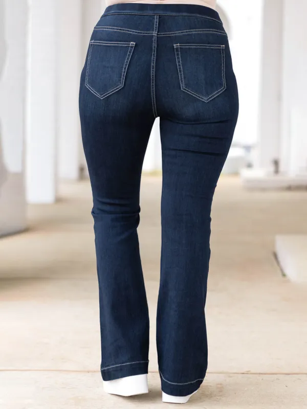 Dark Blue Micro Flared Jeans
