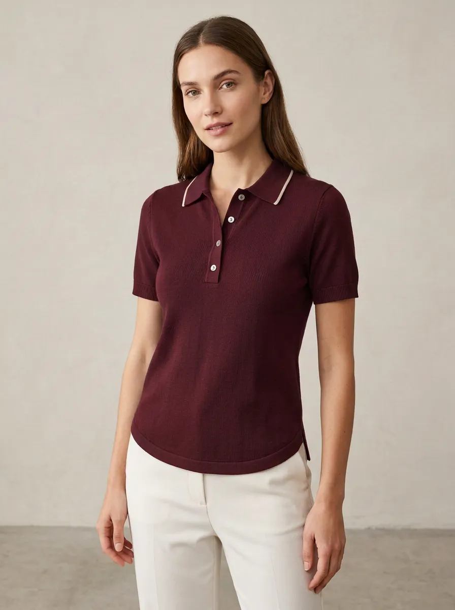 Women's Contrast-Trim Polo Shirt