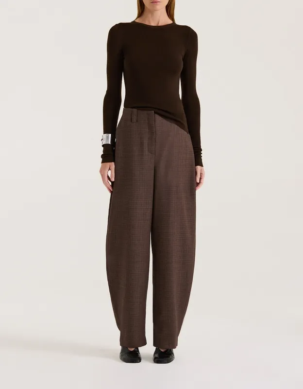 Chocolate Merino Boat Neck Top
