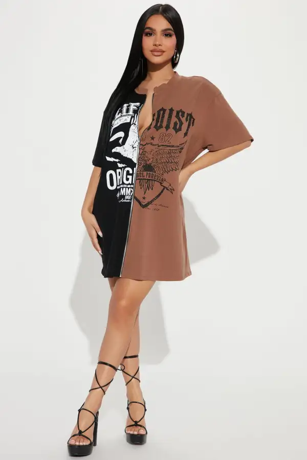 California T-Shirt Dress - Black/combo