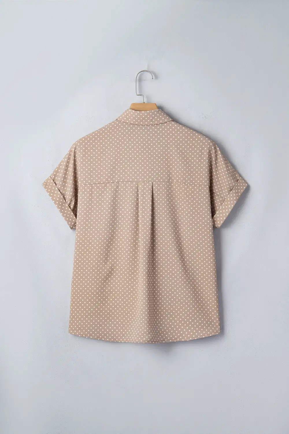Khaki Dotted Print Cuffed Short Sleeve Shirt