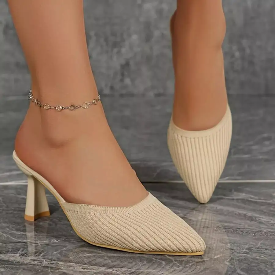Refined Point Toe Block Heels Sandals