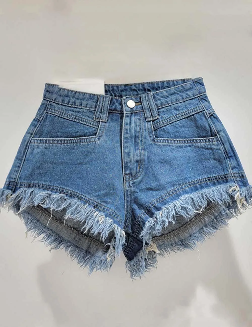 Pocket Frayed Denim Shorts