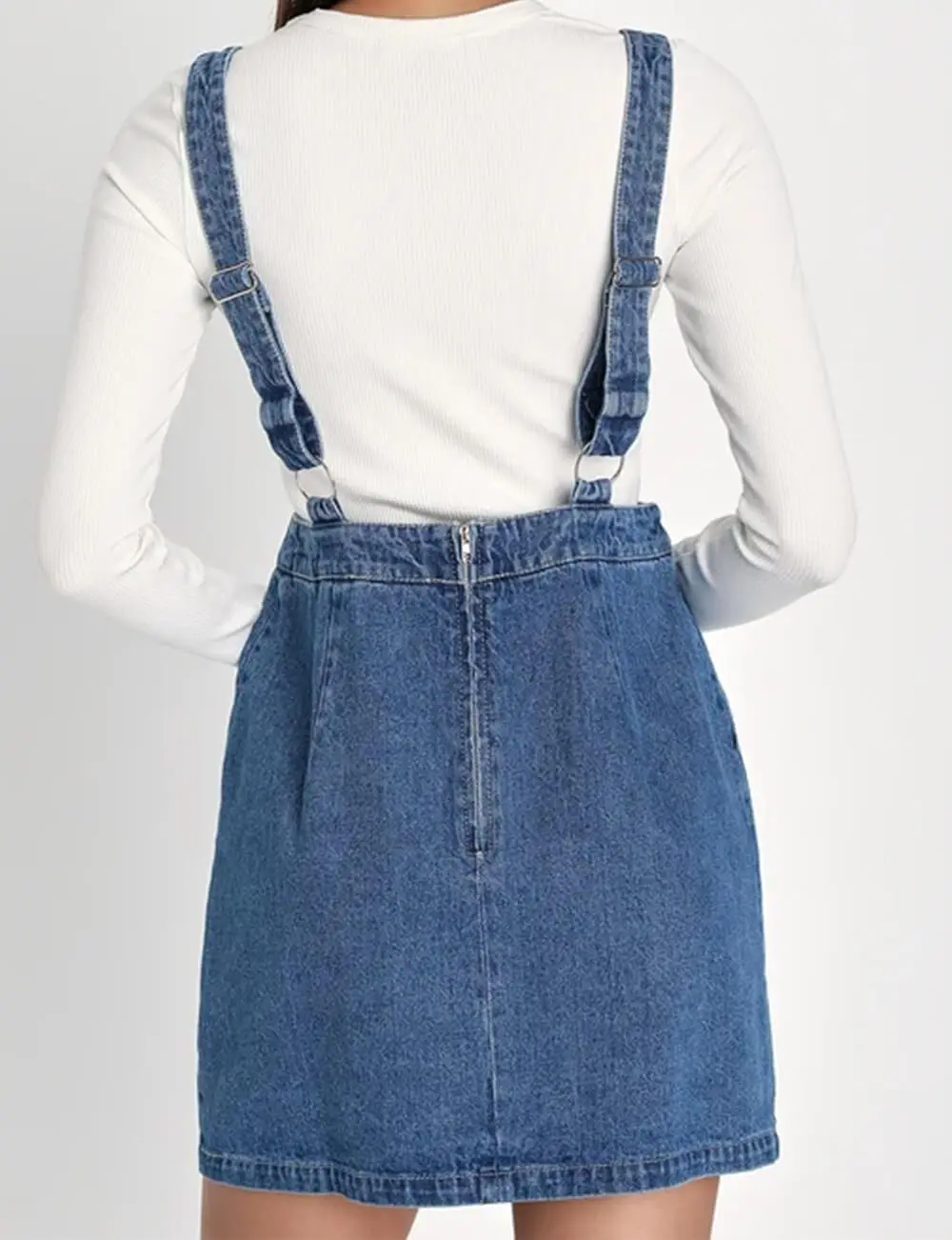 Pocket Denim Mini Overall Dress