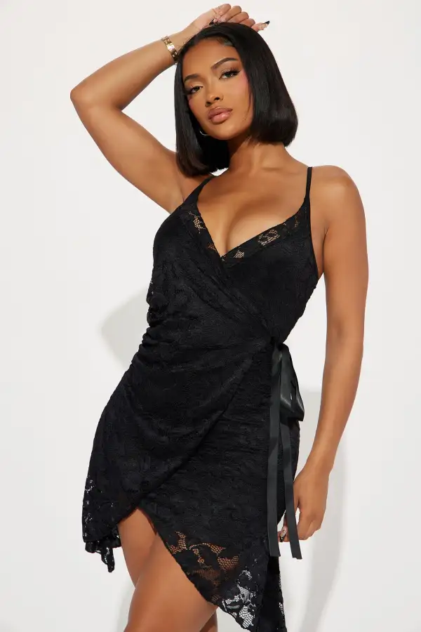 Stella Lace Mini Dress - Black