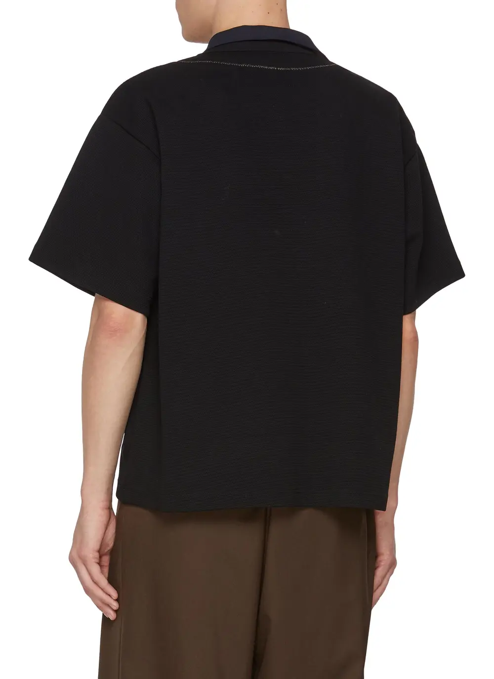 Minimalist Retro Design Sense Loose Black Polo Shirt