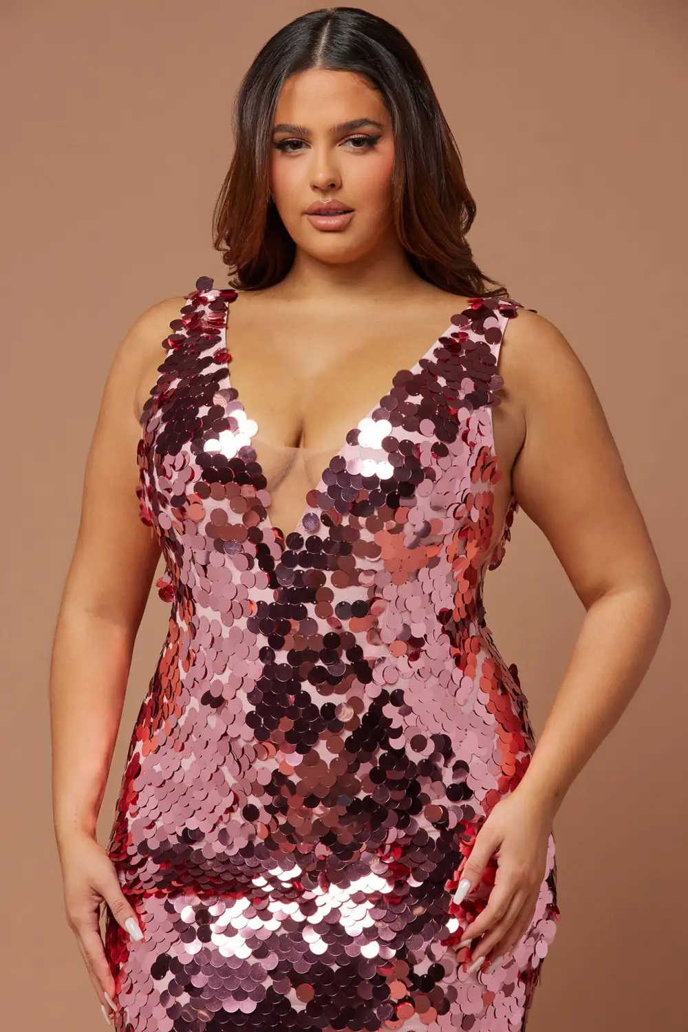 See Me Shining Sequin Midi Dress - Pink