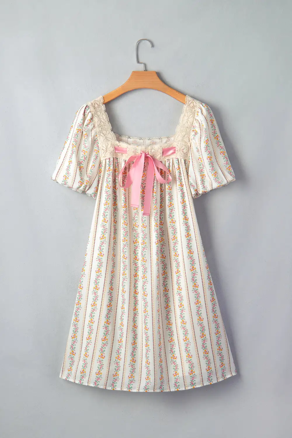 Gathered Detail Floral Printed Ribbed Mini Dress
