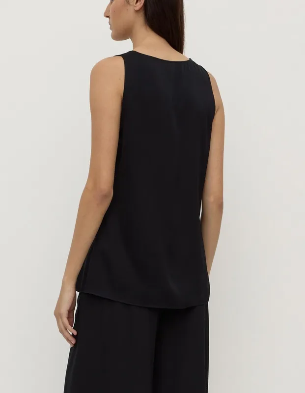 Black Silk Scoop-Neck Tank