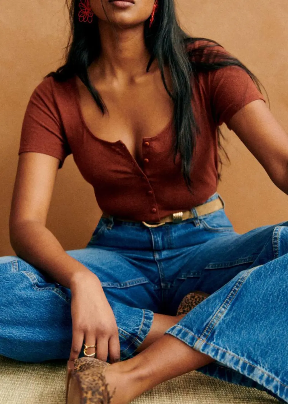 Solid Color Round Neck Cotton And Linen T-Shirt Short Sleeves