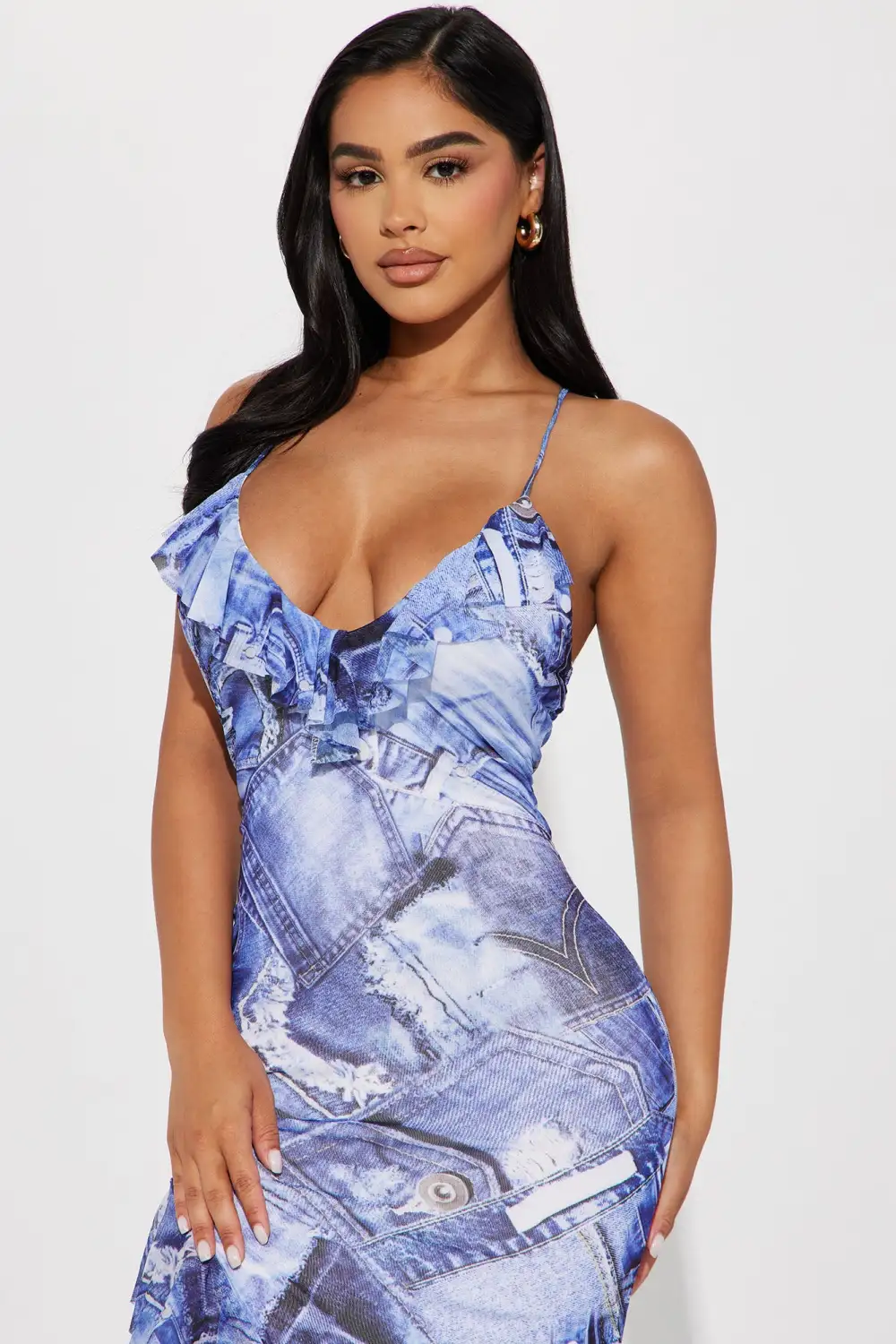 Lorelei Jean Mesh Maxi Dress - Denim