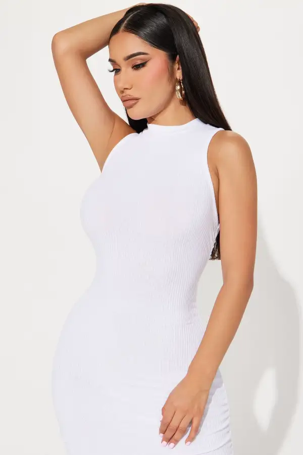 Amiah Ruched Maxi Dress - White