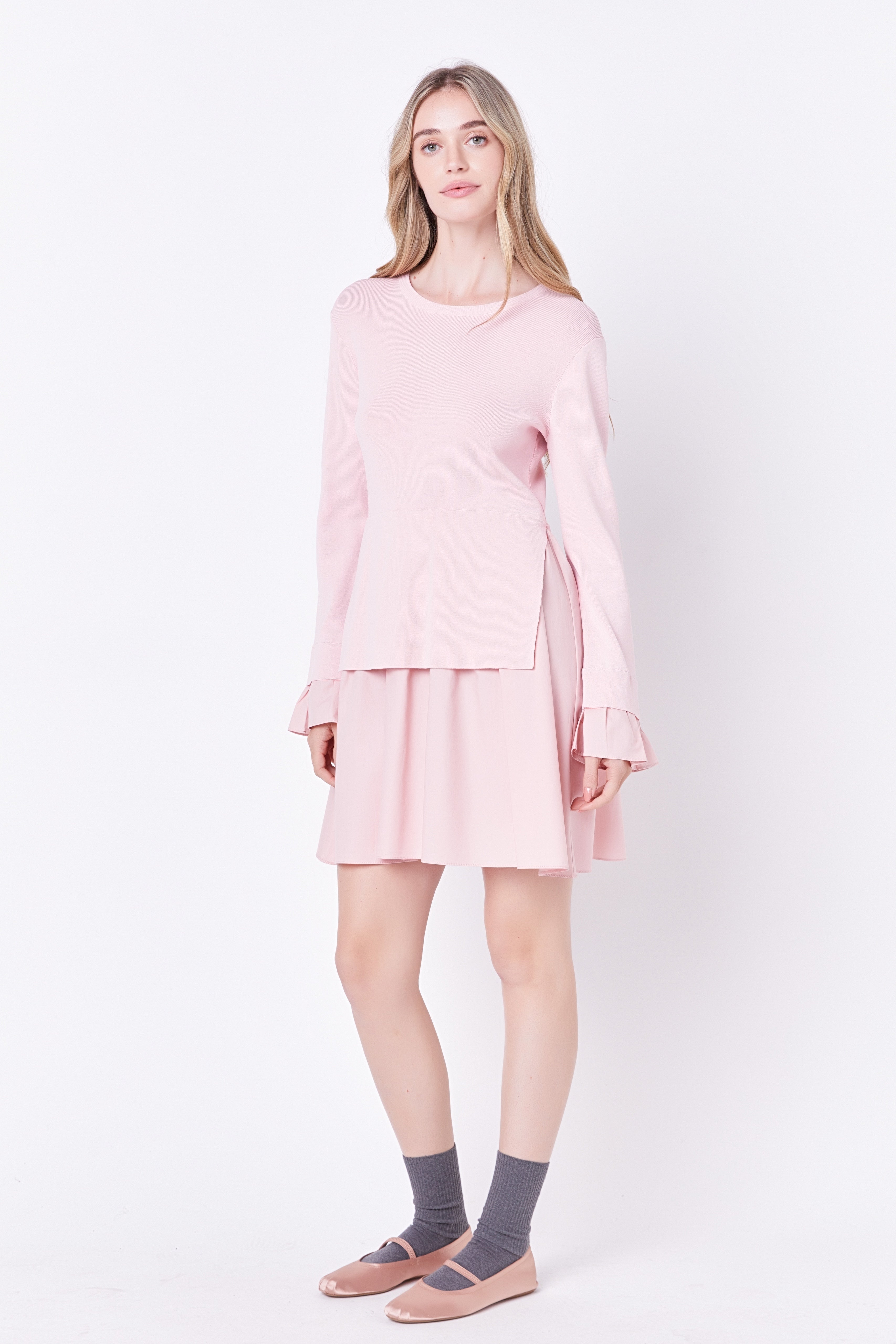 Poplin Combo Knit Dress