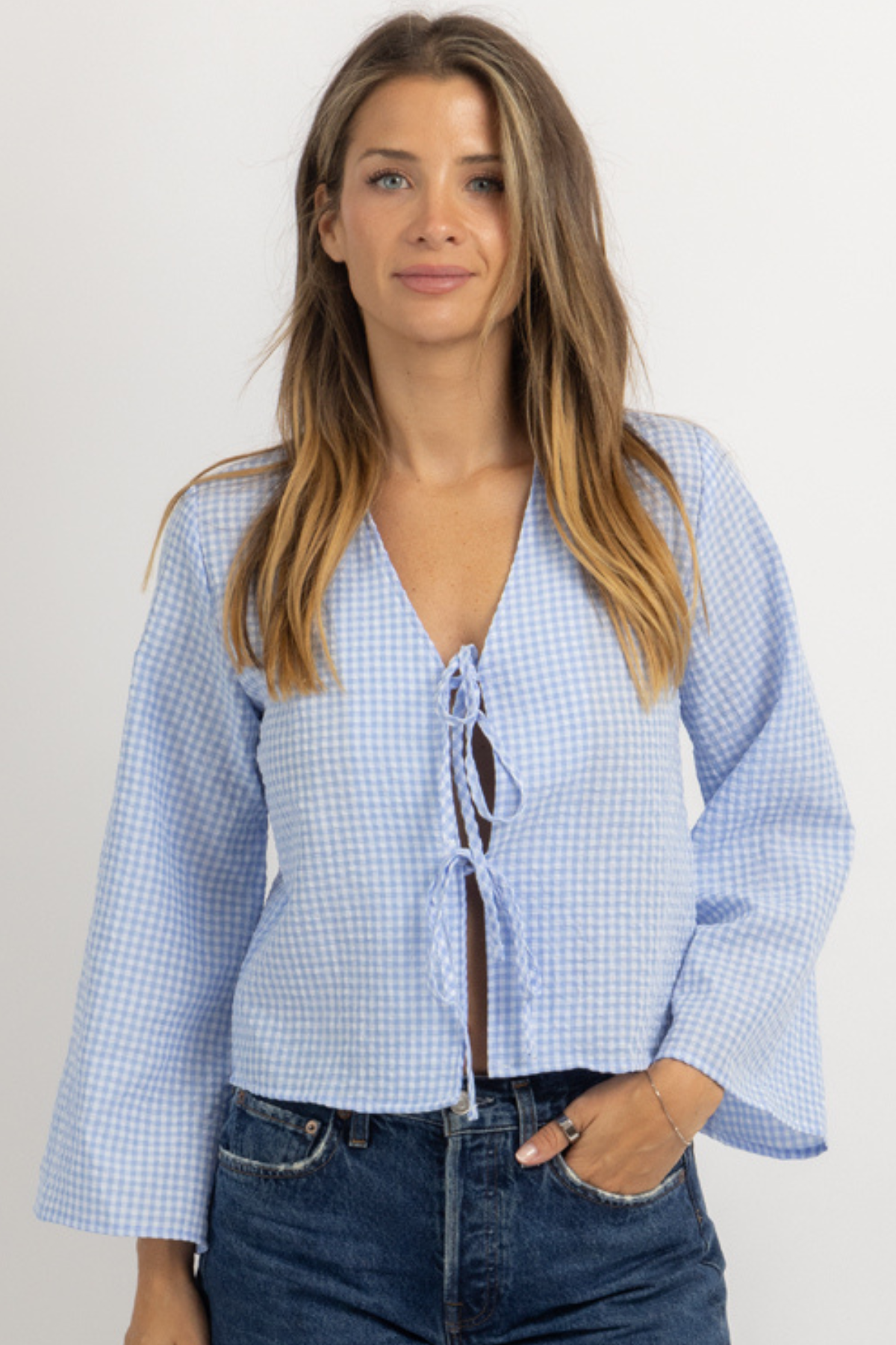 JULIAN BLUE PLAID TOP