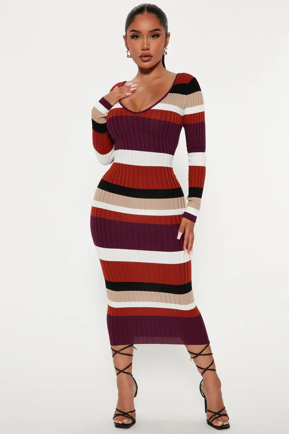 Kallan Striped Knit Dress - Purple/combo