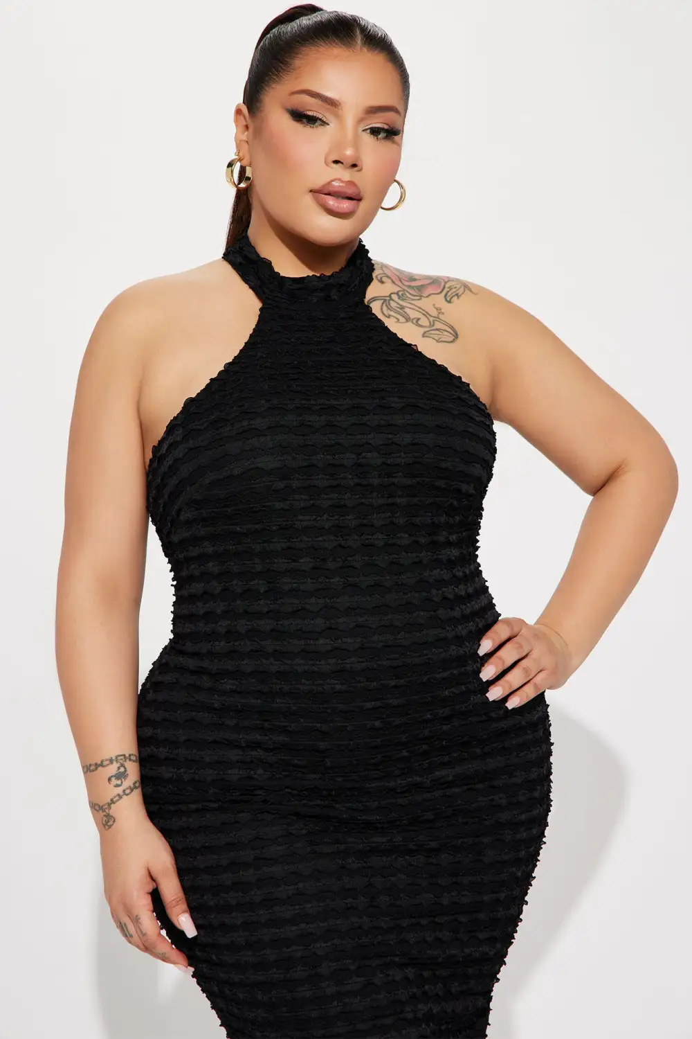 Distressed Diva Midi Dress - Black