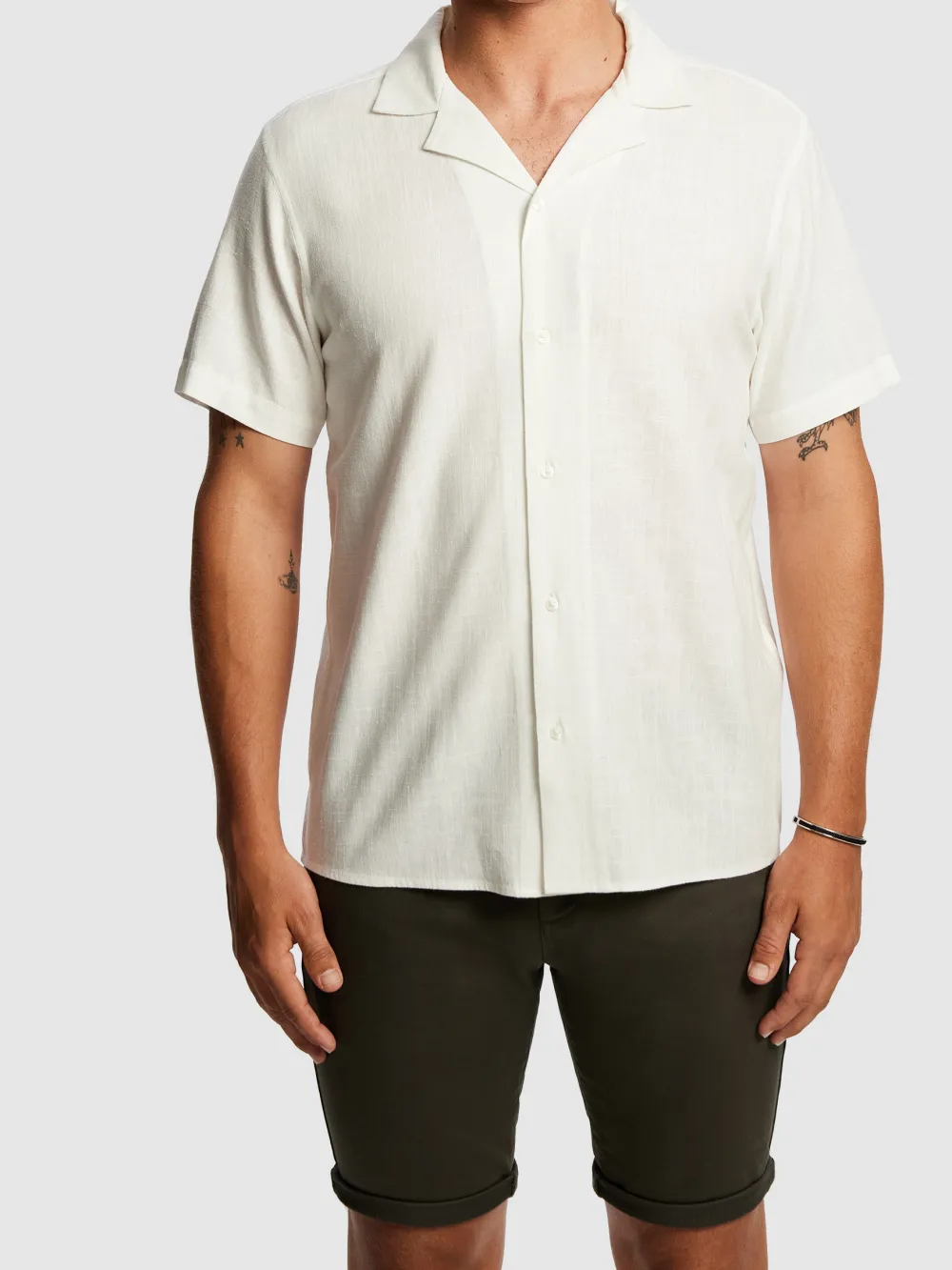 Off White Smooth Finish Short Sleeve Shirt