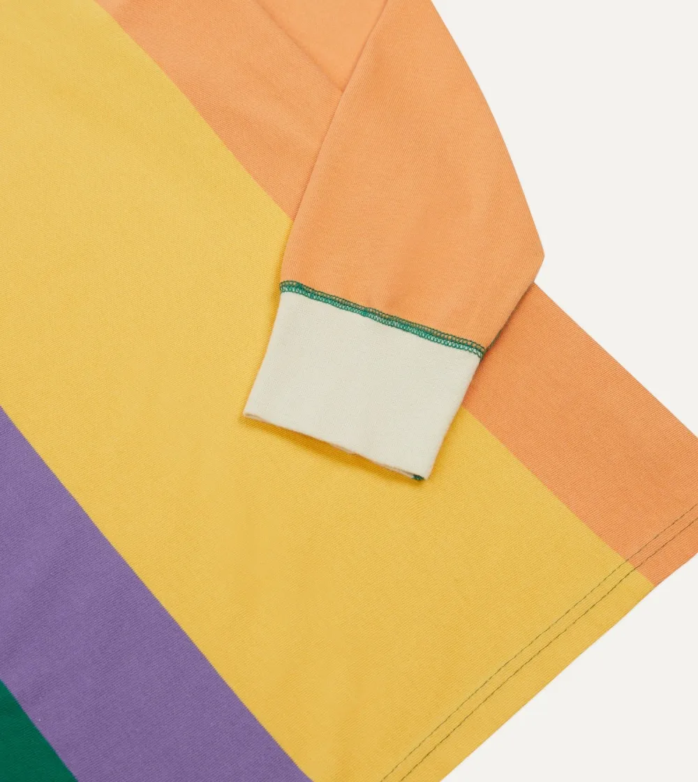 Multi Vertical Stripe Cotton Rugby Shirt Casual Style