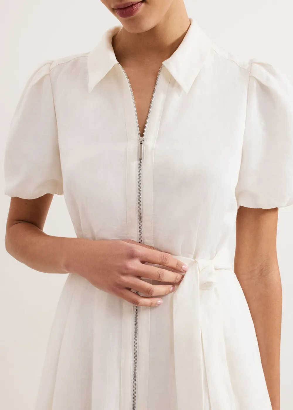 Simple Solid Color Linen Breathable Short-Sleeved Dress
