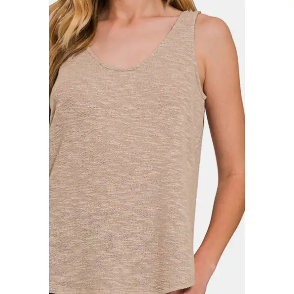 Curved Hem Round Neck Tank
