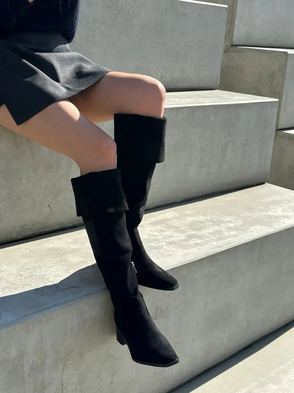 Faux Suede Knee High Boots