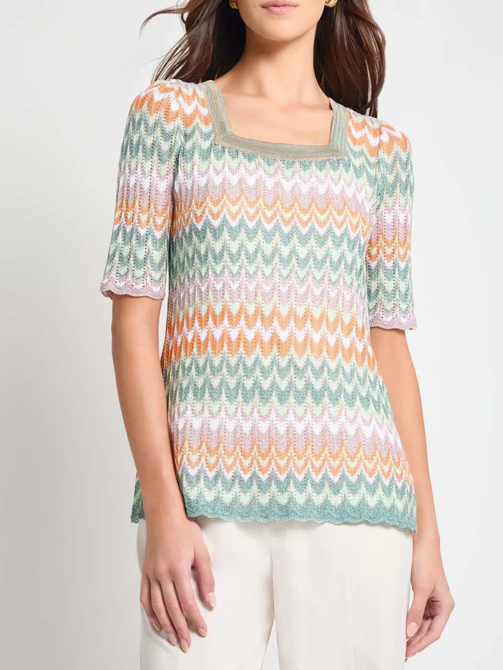 Square Collar Contrasting Color Tunic