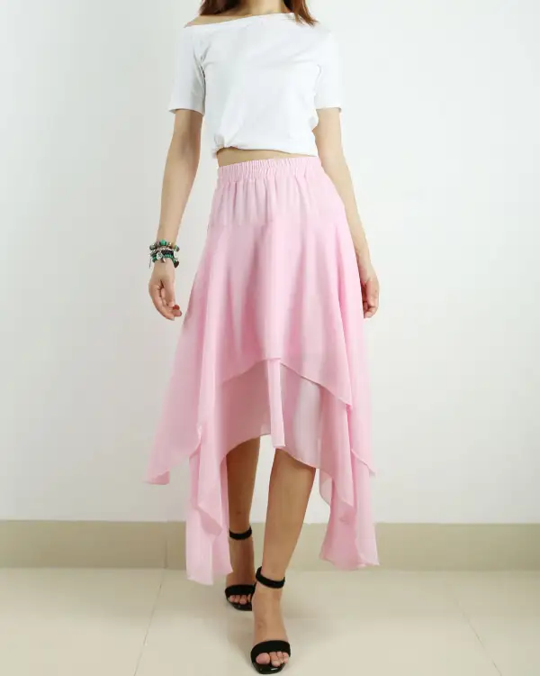 Relaxed Elastic Waist Chiffon Skirt