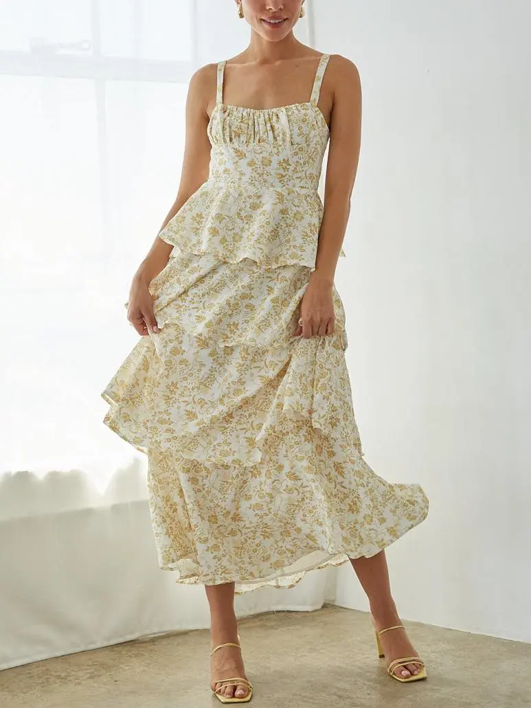 Bustier Tiered Maxi Dress