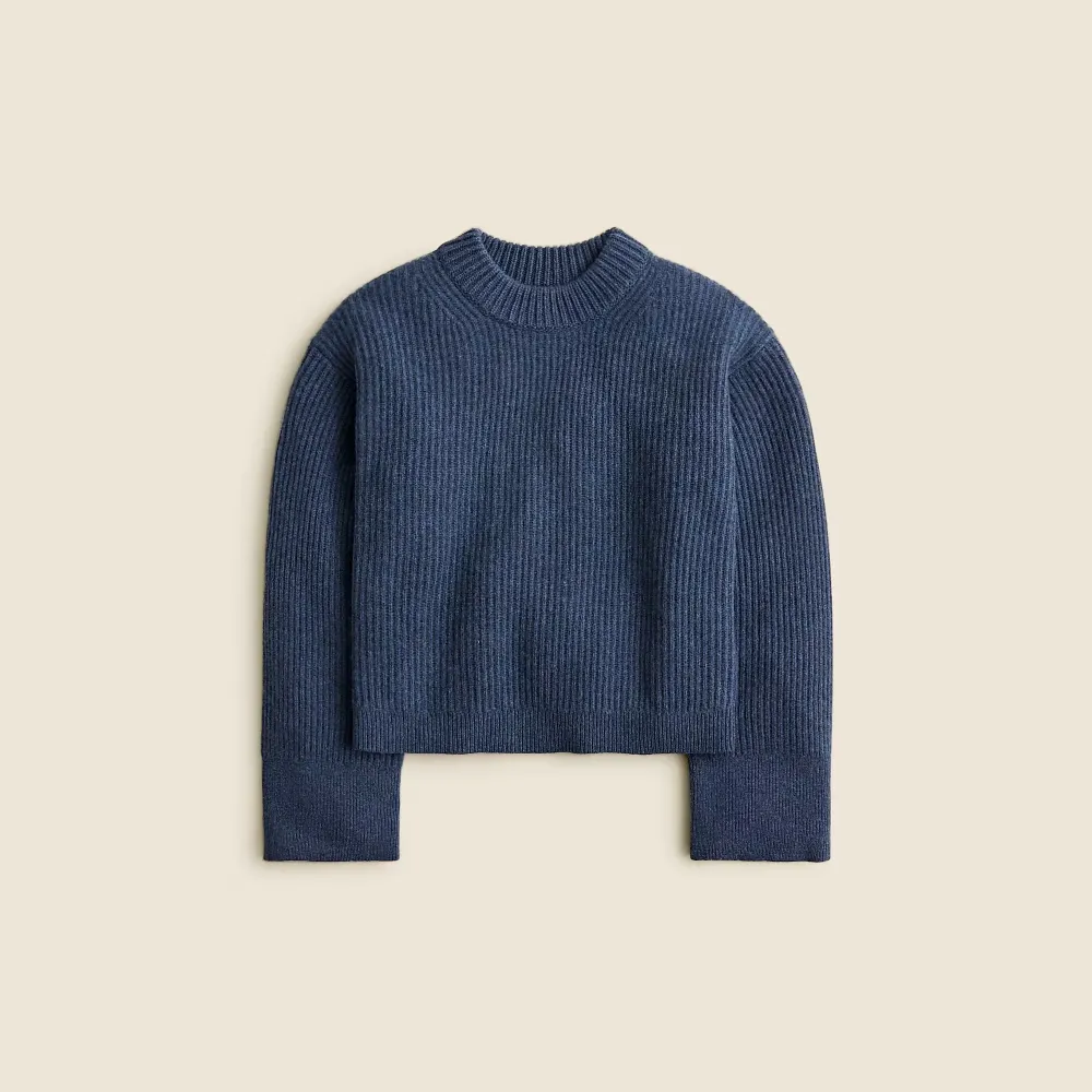 Ribbed Cashmere Cropped Crewneck Sweaters