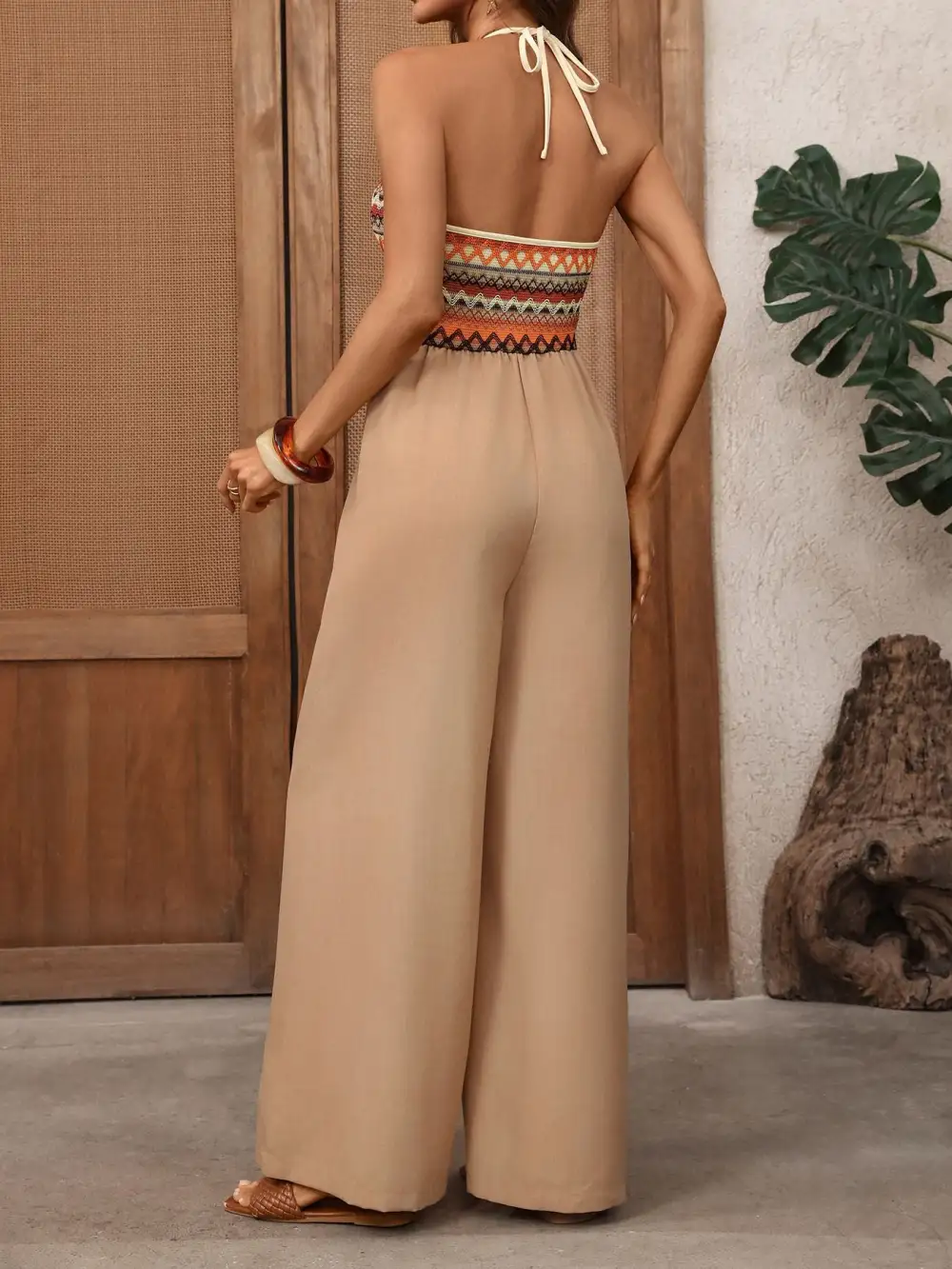 Easygoing Wide Leg Halter Jumpsuit