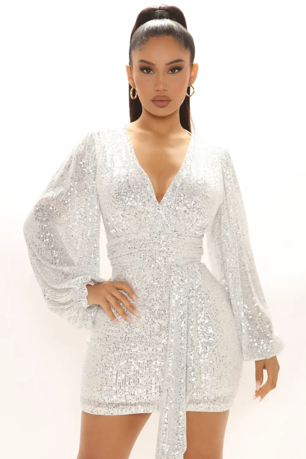 Starla Sequin Mini Dress - White