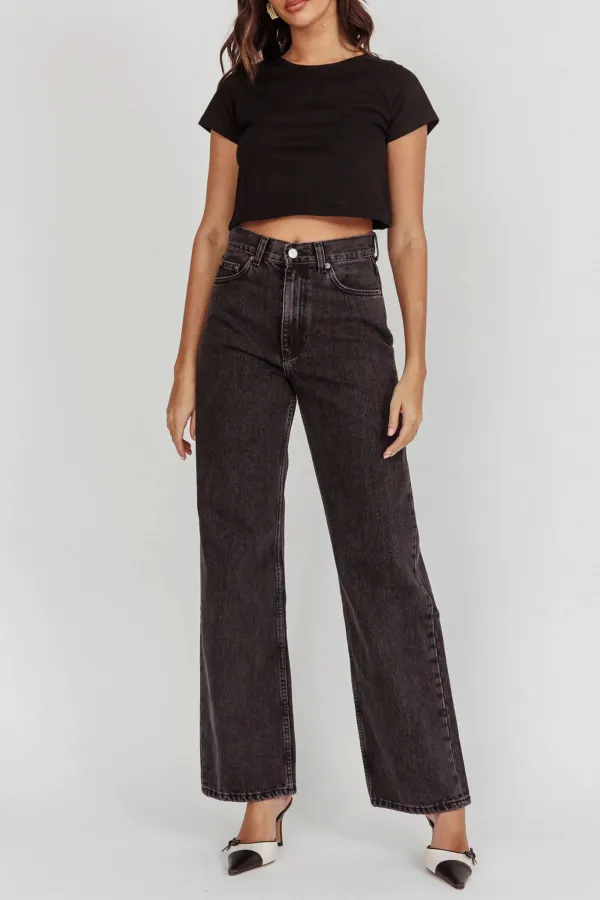 Basic Cotton Breathable High Waist Loose Jeans