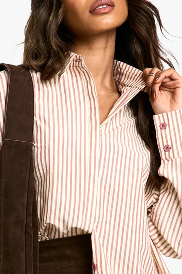 Extra Loose Striped Cotton Women's Shirt