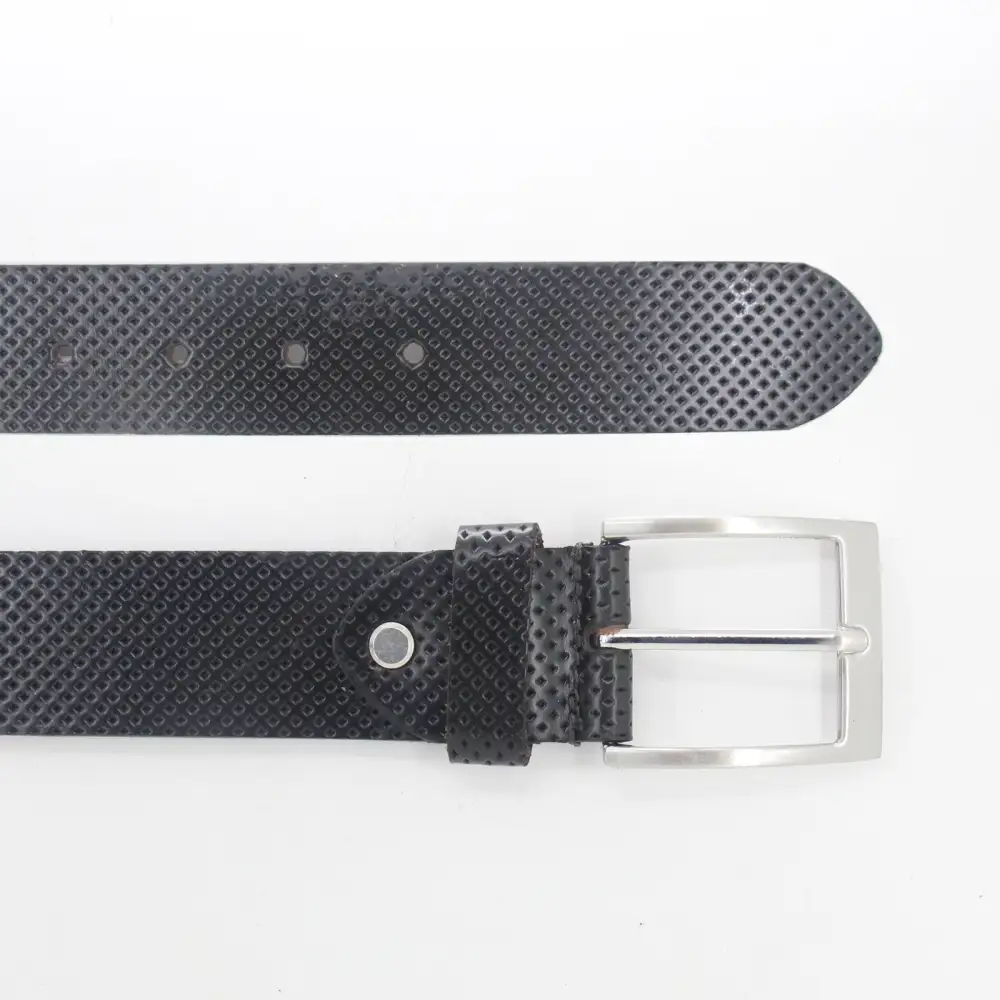 Perforated Metal Buckle Leather Belt