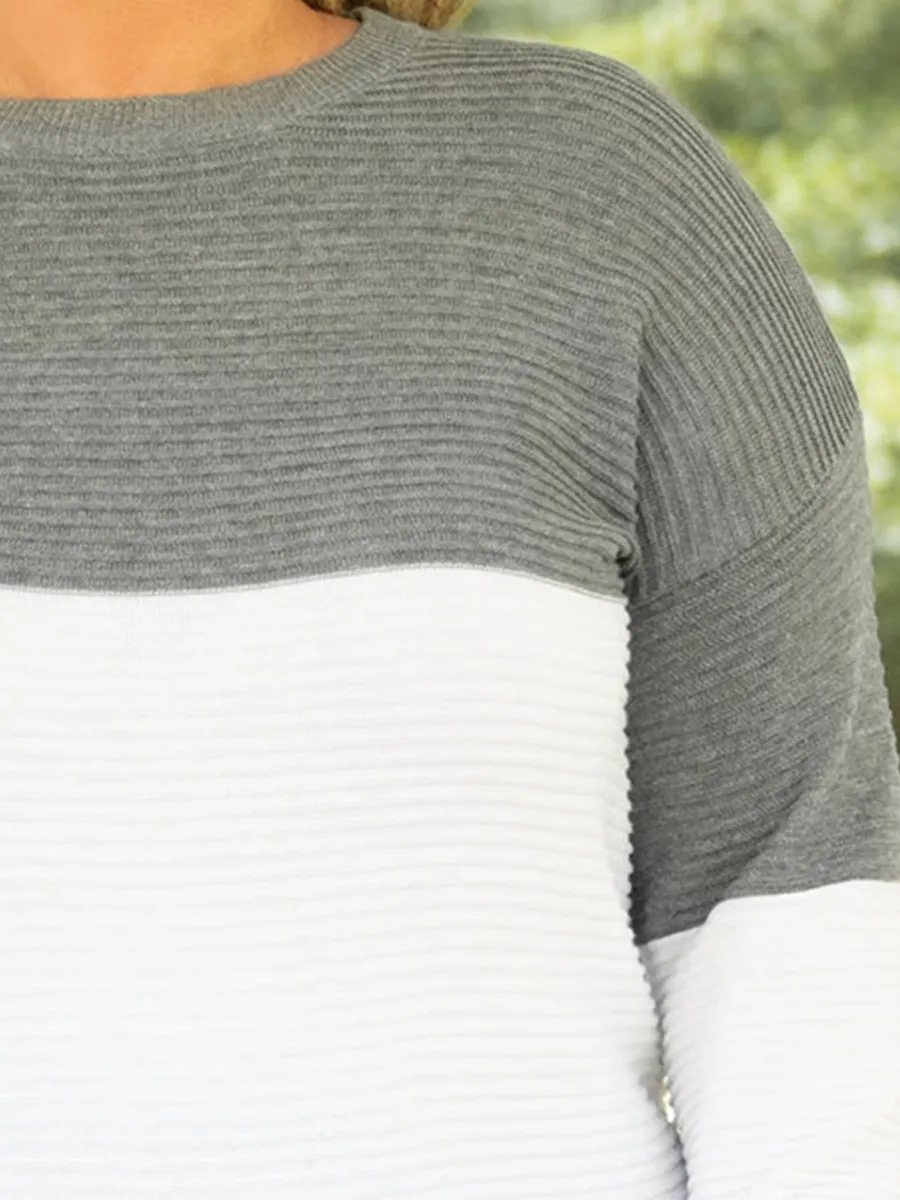 Multi Color Patchwork Loose Knit Sweater