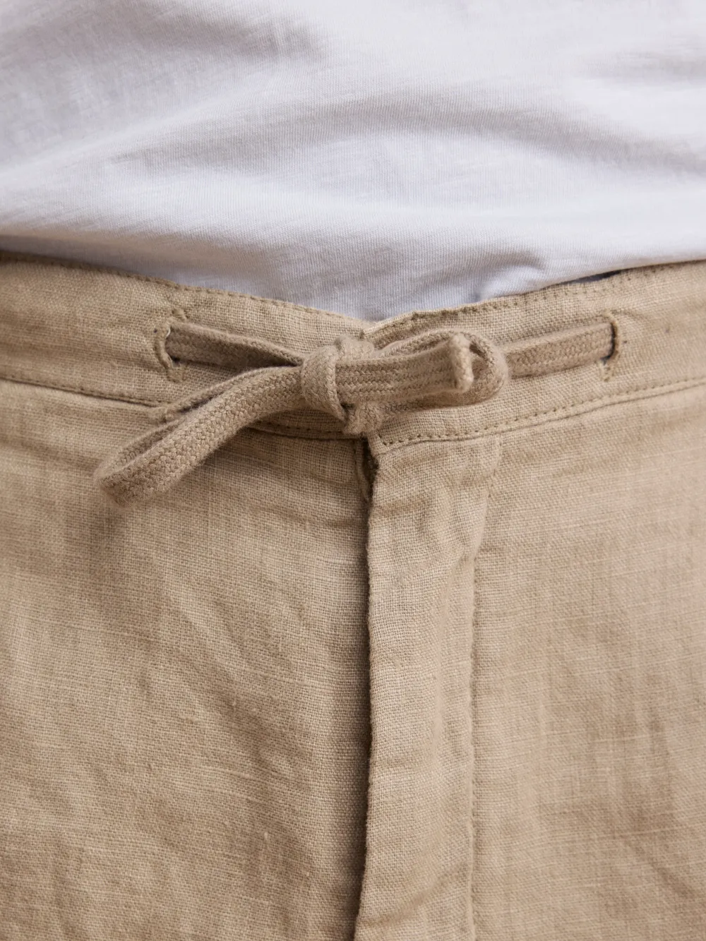 Men's Beige Linen Shorts