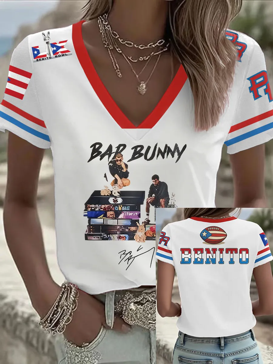 Bad Bunny Benito Bowl V-Neck T-Shirt