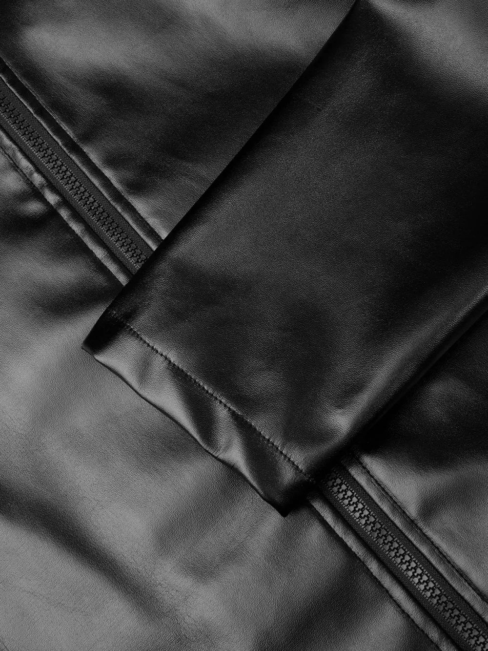 Pu Shawl Collar Plain Long Sleeve Jacket