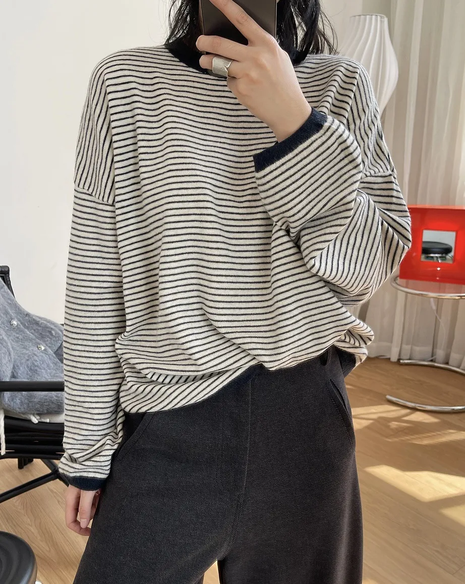 Retro Loose Striped Knitted Sweater